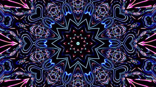 Bright abstract light governing full color, kaleidoscope, black background