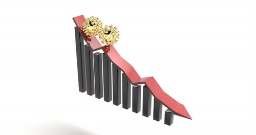 Gold Flu Particles Falling on Red Chart