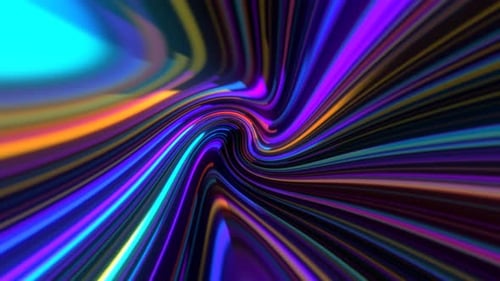 Abstract Neon Light Trails Tunnel Warp Background