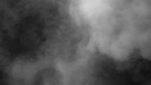 Abstract Billowing White Smoke on Black Background