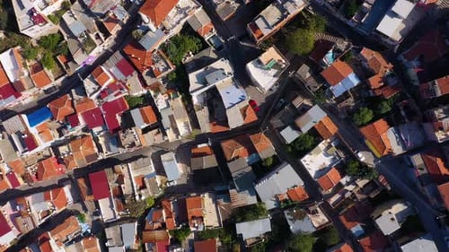 Top View of Tiled Roofs of Houses