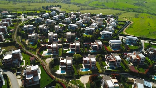 Aerial View of Modern Suburban Houses in Daytime