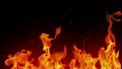 Animated Fire Flames With Burning Sparks Loop Background
