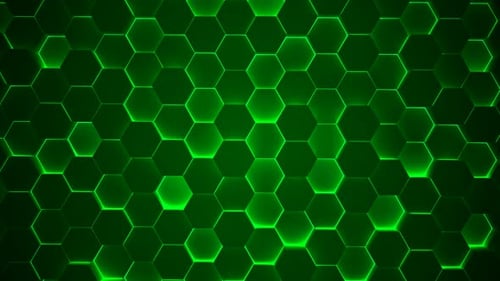 Green Light Hexagon Animated Background