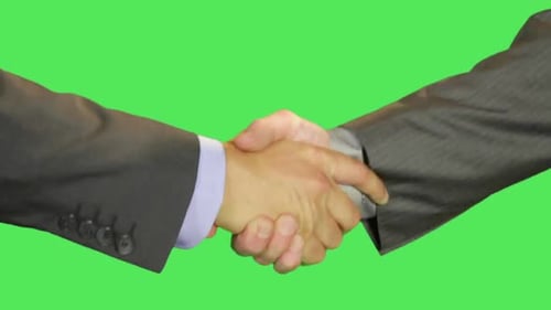 Business Handshake on Green Screen for Compositing