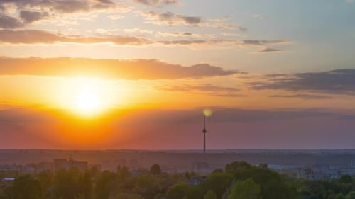 Sunset over Vilnius, Lithuania, time-lapse
