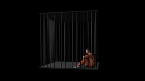 Animated 3D Render of Prisoner in Cage