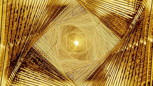 Abstract Golden Geometric Spiral Tunnel Loop Background