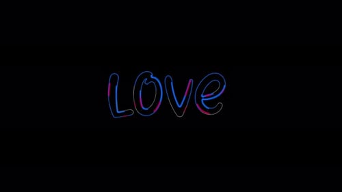 Animación de la palabra Love. Elegantes letras de amor brillantes en neón.