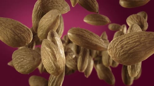 Almonds Falling in Slow Motion