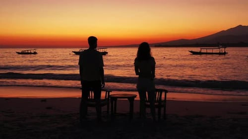 Beautiful People on Honeymoon Vacation Spend Quality Time on Beach on Clean White Sand Background