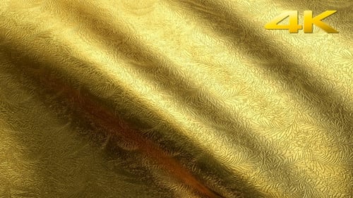 Luxurious Golden Waving Fabric with Ornate Floral Pattern