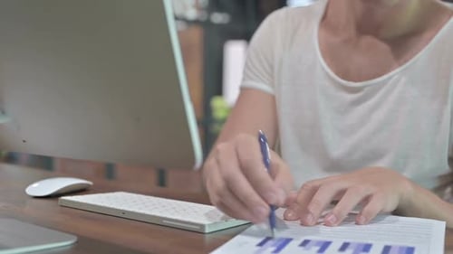 Close Up Shoot of Guy Hands Making Notes and Using Keyboard