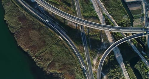 Aerial view of interchange near the town of