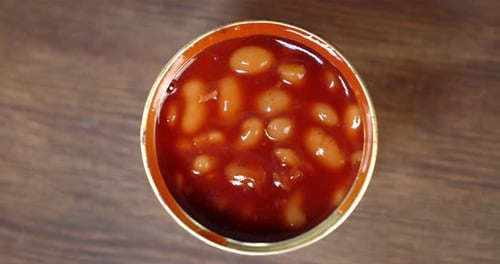 Open Can of Beans in Tomato Sauce
