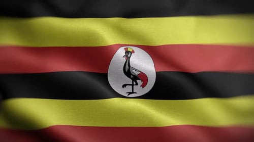 Uganda National Flag Realistic Fabric Waving Loop