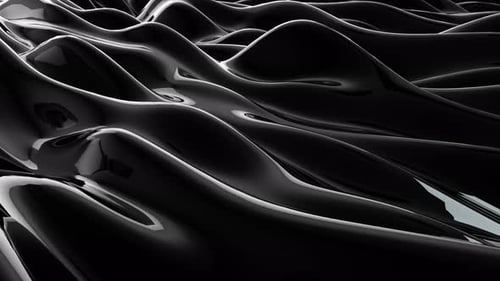 Abstract Black Glossy Liquid Waves Flowing Seamlessly