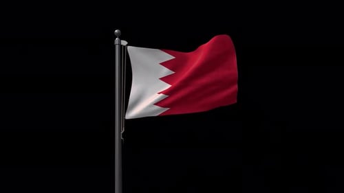 Waving Bahrain Flag Animation on Black Background