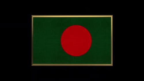 3D Golden Framed Bangladesh Flag Rotating Loop Animation