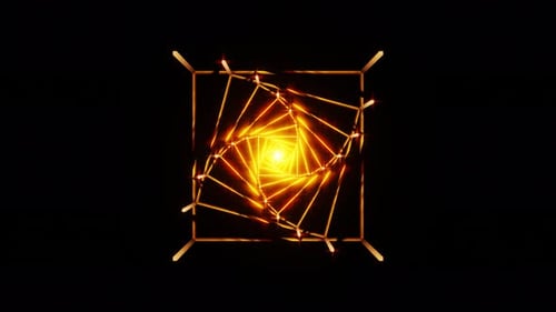 Nahtlose Bewegung rotierende leuchtende verschachtelte Quadrate mit goldenem Glanz