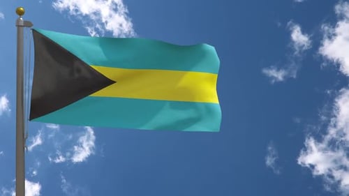 Bandera de Bahamas en asta de bandera