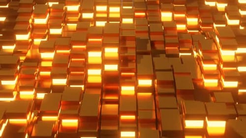 Abstract Gold Cubes Grid Wave Loop Background Animation