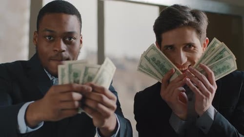 Portrait of Two Multiethnic Successful Businessmen African American Manager and Caucasian Executive
