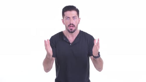 Happy Man Celebrating with Arms Raised