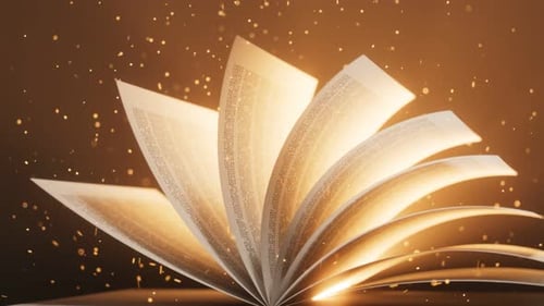 Magical Glowing Open Book with Fanned Pages Animation