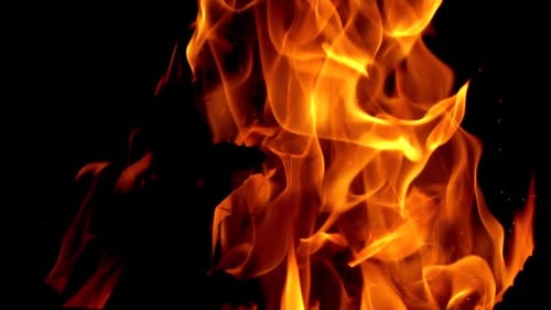 Lagerfeuer brennt in der Nacht