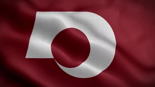 Waving Abstract White Symbol on Maroon Flag