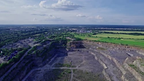 Aerial View of Expansive Open-Pit Mine Excavation Site