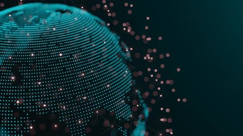 Animated Digital Globe with Global Network Connections