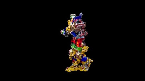 Colorful Futuristic Toy Robot Rotating 3D Animation