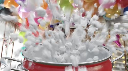 Festive Popcorn Explosion Celebration Animation