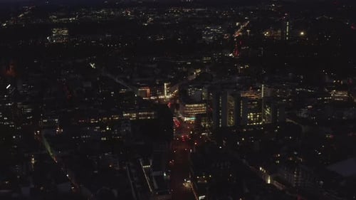 Aerial Panoramic Footage of Night City
