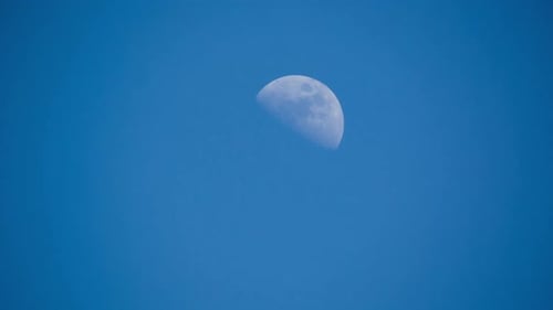 Half Moon View in a Bright Blue Sky