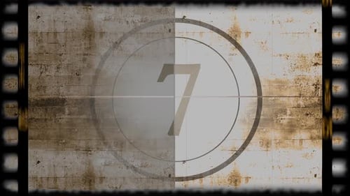 Vintage Film Countdown with Grunge Texture and Reel Frame