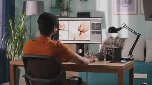 3D Designer Creating Videogame Character