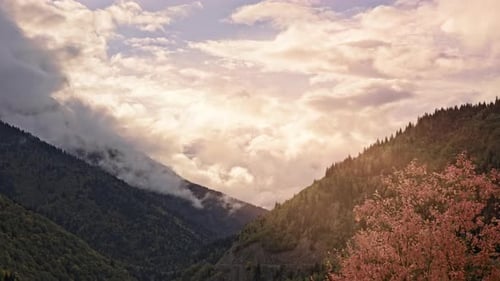Epic mountain landscape in timelapse