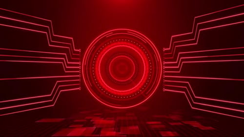 Lumière rouge abstraite grâce à la technologie numérique.