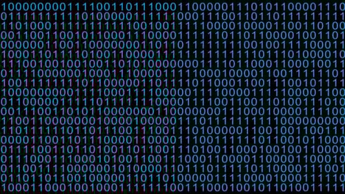 Digital Security Padlock Icon Forming from Binary Code