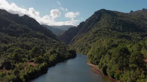 Aerial View of a River Between Mountain