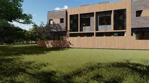Modern House Architectural Visualization with Sunbeams