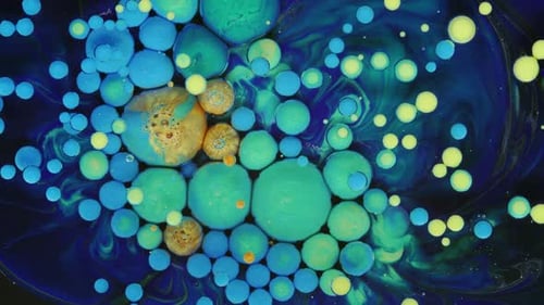 Abstract Fluid Mixing With Blue and Yellow Paint