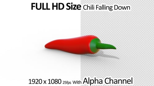 Single Chilli Falling Down Full HD with Alpha Channel