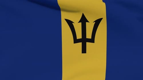 Waving Barbados National Flag Realistic Seamless Loop