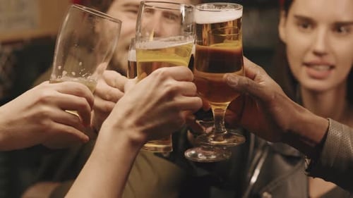 Friends Visiting Irish Pub In Evening