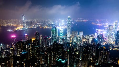 Zeitraffer der Nacht in Hongkong