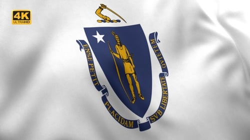 Massachusetts State Flag Waving Loop Background
